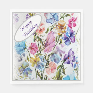 Serviette En Papier Joyeux anniversaire de Butterfly GARDEN