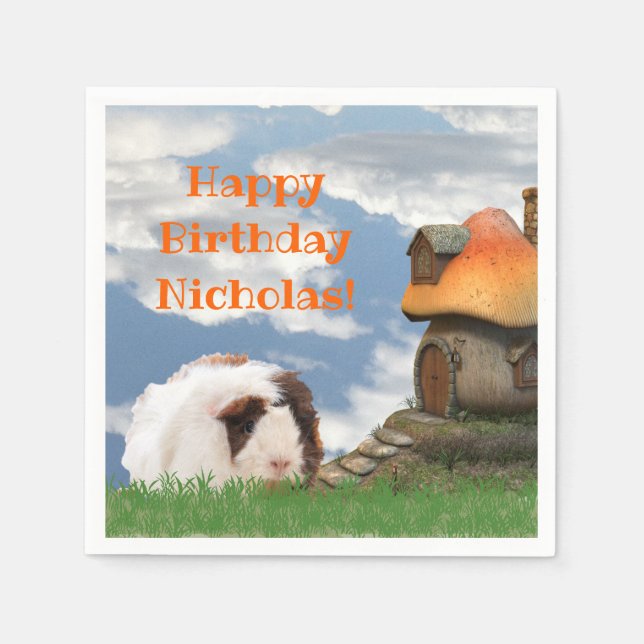Serviette En Papier Joyeux anniversaire de l'enfant Guinéen Cochon de  (Devant)