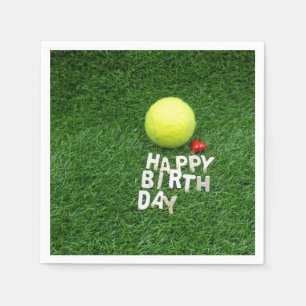 Serviette En Papier Joyeux anniversaire de tennis avec coeur d'amour