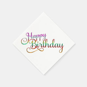 Serviette En Papier JOYEUX ANNIVERSAIRE - design de texte + vos propre