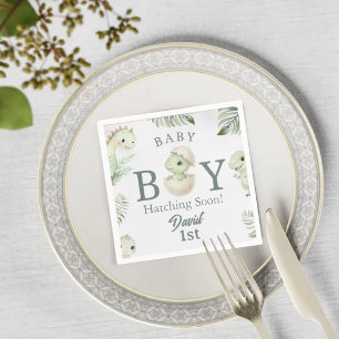 Serviette En Papier Joyeux Anniversaire Dinosaure Aquarelle 1 an & Béb