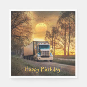 Serviette En Papier Joyeux anniversaire du camionneur