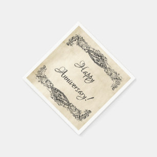 Serviette En Papier Joyeux anniversaire du Parchemin vintage