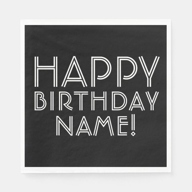 Serviette En Papier Joyeux anniversaire et nom personnalisable (Devant)