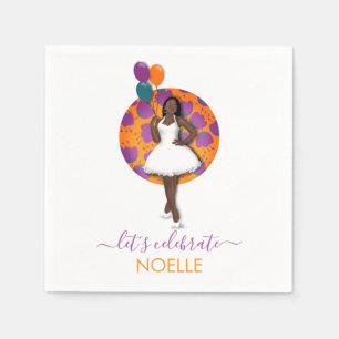 Serviette En Papier Joyeux anniversaire ! Femme noire, Ballons & Fleur