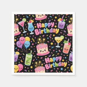 Serviette En Papier Joyeux Anniversaire Fête d'Art Kawaii