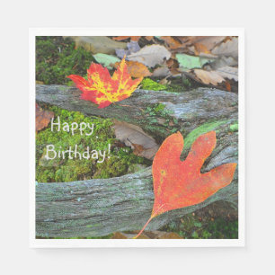 Serviette En Papier Joyeux Anniversaire Feuilles d'automne