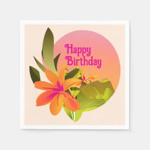 Serviette En Papier Joyeux anniversaire Floral Wreath