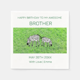 Serviette En Papier Joyeux Anniversaire Frère, mignons et joyeux zèbre