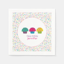 Serviette En Papier Joyeux Anniversaire Frosted Sprinkle Cupcake