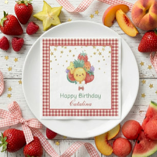 Serviette En Papier Joyeux Anniversaire Fruits Doux Fête Tropicale p