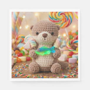 Serviette En Papier Joyeux Anniversaire Garçon Thème Loutre Mignonne e