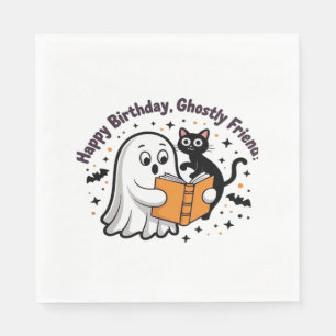 Serviette En Papier Joyeux anniversaire Ghost Cat PNG - Éffrayant Cute