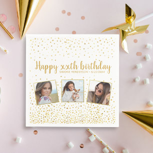 Serviette En Papier Joyeux Anniversaire Gold Parties scintillant Photo