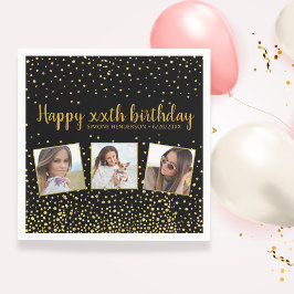 Serviette En Papier Joyeux Anniversaire Gold Parties scintillant Photo