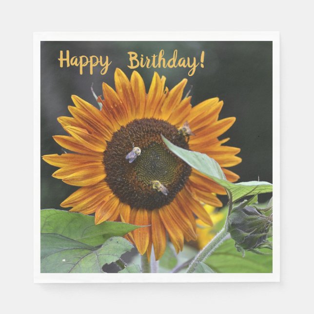 Serviette En Papier Joyeux Anniversaire Golden Tournesol (Devant)