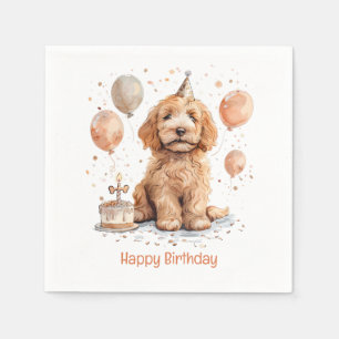 Serviette En Papier Joyeux Anniversaire Goldendoodle Chien Birthday Ca