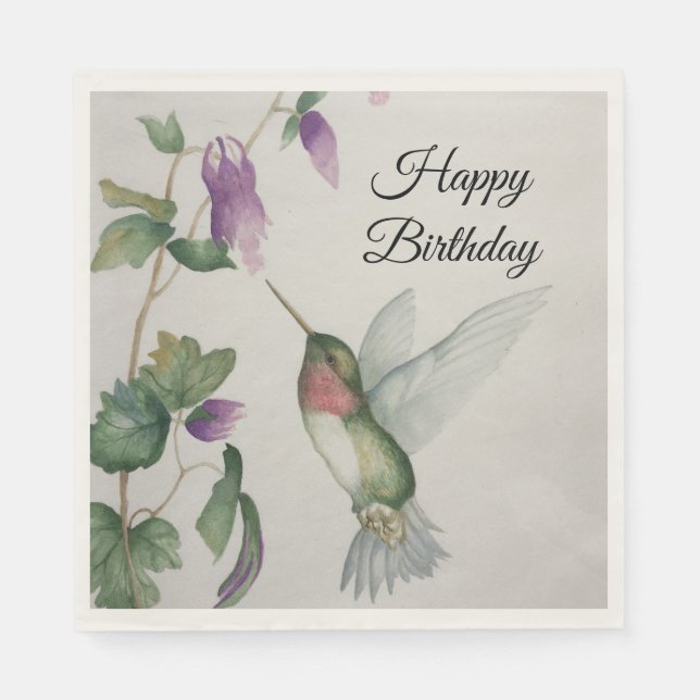 Serviette En Papier Joyeux anniversaire Hummingbird Party Amusant élég (Devant)