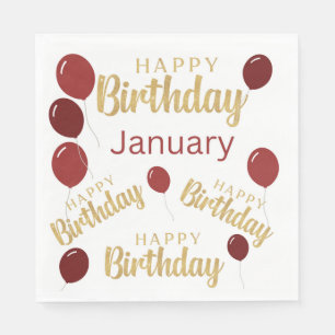 Serviette En Papier Joyeux anniversaire Janvier anniversaires Papier N