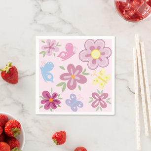 Serviette En Papier Joyeux Anniversaire Jardin de Fleurs Sauvages Moti