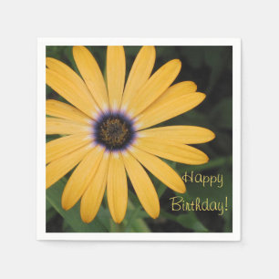 Serviette En Papier Joyeux anniversaire Jaune Daisy