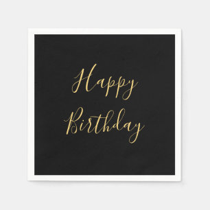 Serviette En Papier Joyeux Anniversaire Jaune doré Texte personnalisé