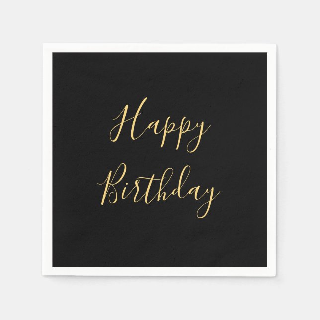 Serviette En Papier Joyeux Anniversaire Jaune doré Texte personnalisé  (Devant)