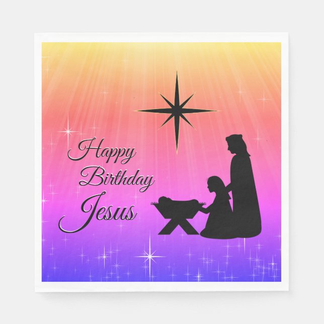 Serviette En Papier Joyeux anniversaire Jésus, Nativité de Noël (Devant)