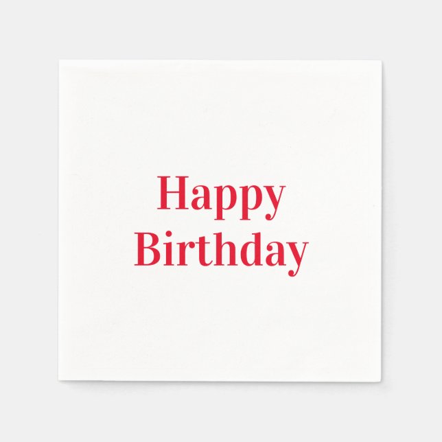 Serviette En Papier "Joyeux anniversaire" livre blanc rouge (Devant)