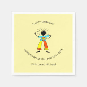 Serviette En Papier Joyeux anniversaire, maître d'art africain batteur