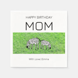 Serviette En Papier Joyeux anniversaire maman, mignonne et joyeux zèbr