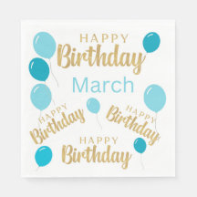 Joyeux anniversaire Mars anniversaires Papier Napk