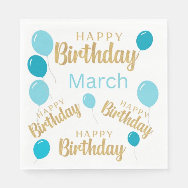 Serviette En Papier Joyeux anniversaire Mars anniversaires Papier Napk (Devant)