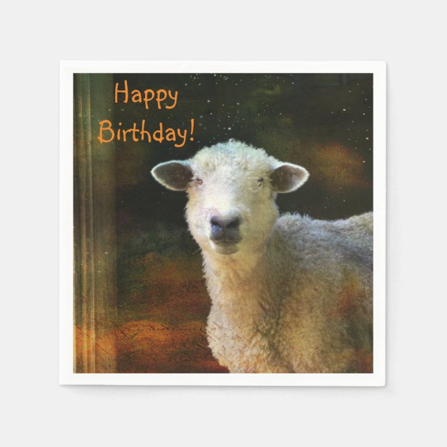 Serviette En Papier Joyeux anniversaire mignon mouton (Devant)