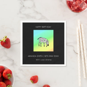 Serviette En Papier Joyeux anniversaire, mignon petit zèbre kényan