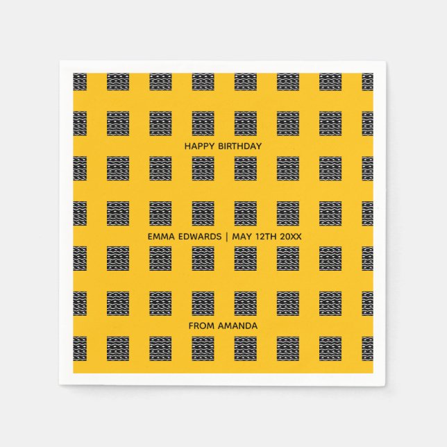Serviette En Papier Joyeux Anniversaire, Motif Ethnique Mignon (Devant)