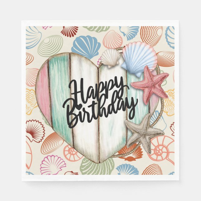 Serviette En Papier Joyeux anniversaire nautique (Devant)