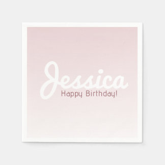 Serviette En Papier Joyeux anniversaire, Nom personnalisable | Rose Om