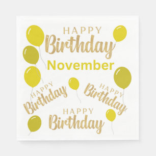 Serviette En Papier Joyeux anniversaire Novembre anniversaires Papier