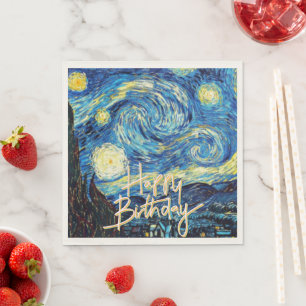 Serviette En Papier Joyeux Anniversaire, Nuit étoilée Beaux-Arts,