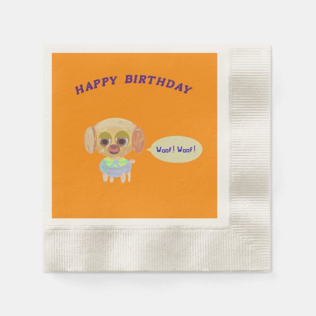 Serviette En Papier Joyeux anniversaire Orange (Devant)