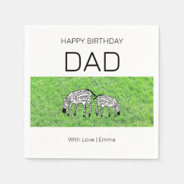 Serviette En Papier Joyeux anniversaire papa, mignons et heureux zèbre