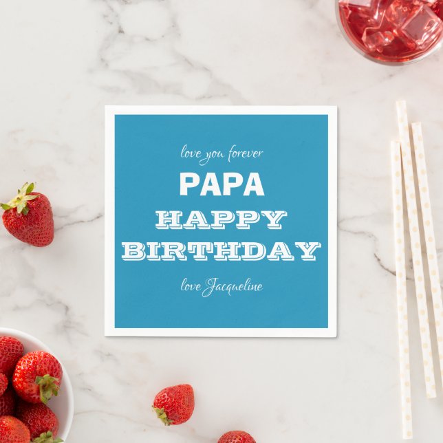 Serviette En Papier Joyeux Anniversaire PAPA Moderne Script Nom Papier (En situation)
