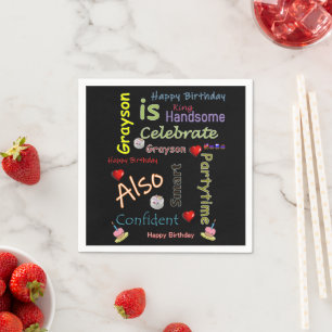 Serviette En Papier Joyeux Anniversaire Papier Napkins Grayson