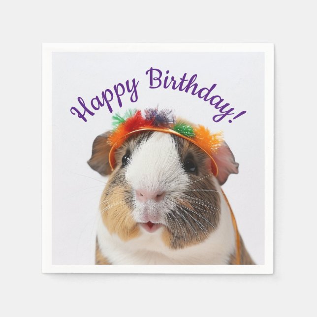 Serviette En Papier Joyeux Anniversaire - Parti Animal Guinée Pig #2 (Devant)
