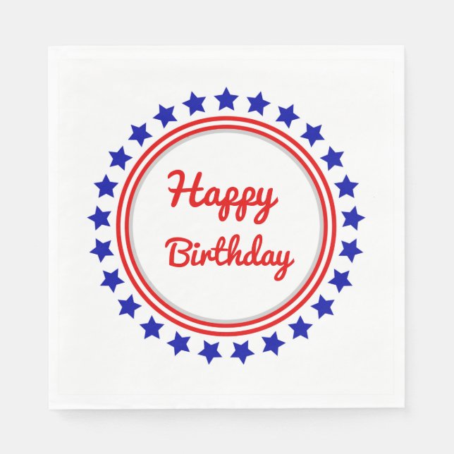 Serviette En Papier Joyeux anniversaire patriotique (Devant)