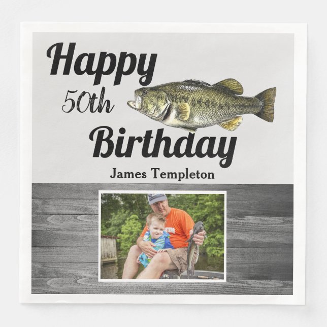 Serviette En Papier Joyeux Anniversaire Pêche Nom de la photo Père Nap (Devant)