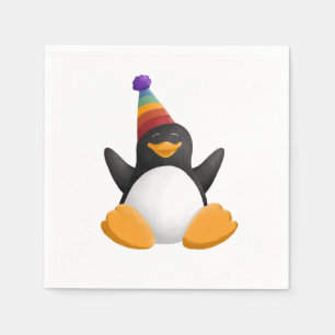 Serviette En Papier Joyeux Anniversaire Penguin Napkin