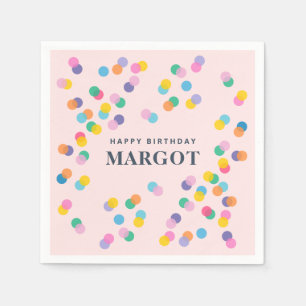 Serviette En Papier Joyeux Anniversaire Personnalisé Nom Confetti Blus