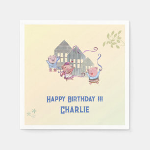 Serviette En Papier Joyeux Anniversaire Personnalisé Trois Petits Coch
